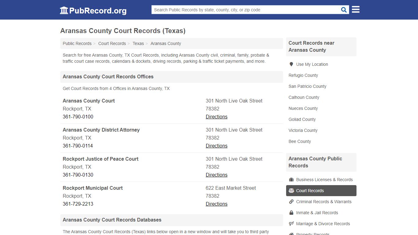 Free Aransas County Court Records (Texas Court Records) - PubRecord.org